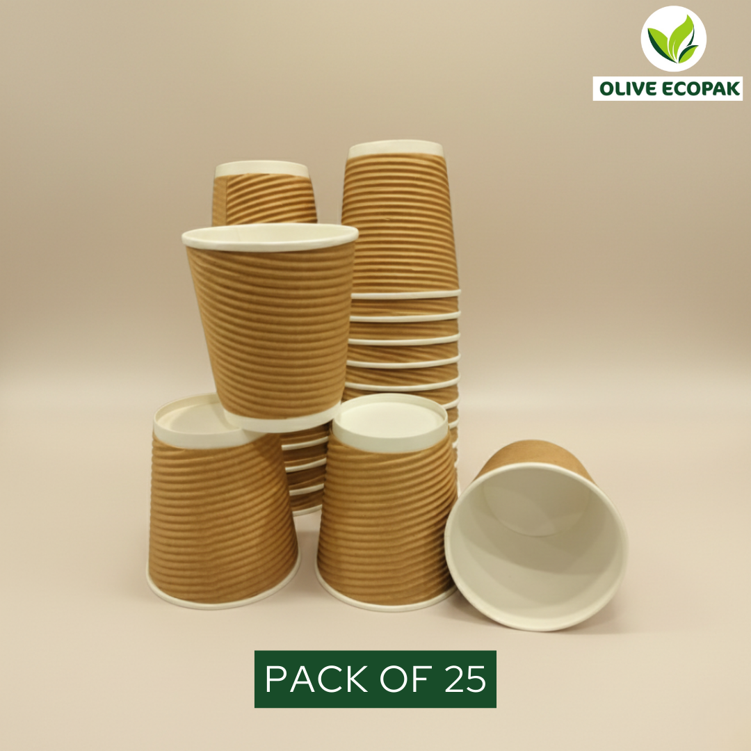 पर्यावरण अनुकूल रिपल पेपर कप | 25 का पैक | जन्मदिन पार्टियों, किटी पार्टी और घरेलू पार्टियों के लिए उपयुक्त | गर्मी प्रतिरोधी | ढक्कन के बिना 200 मिलीलीटर