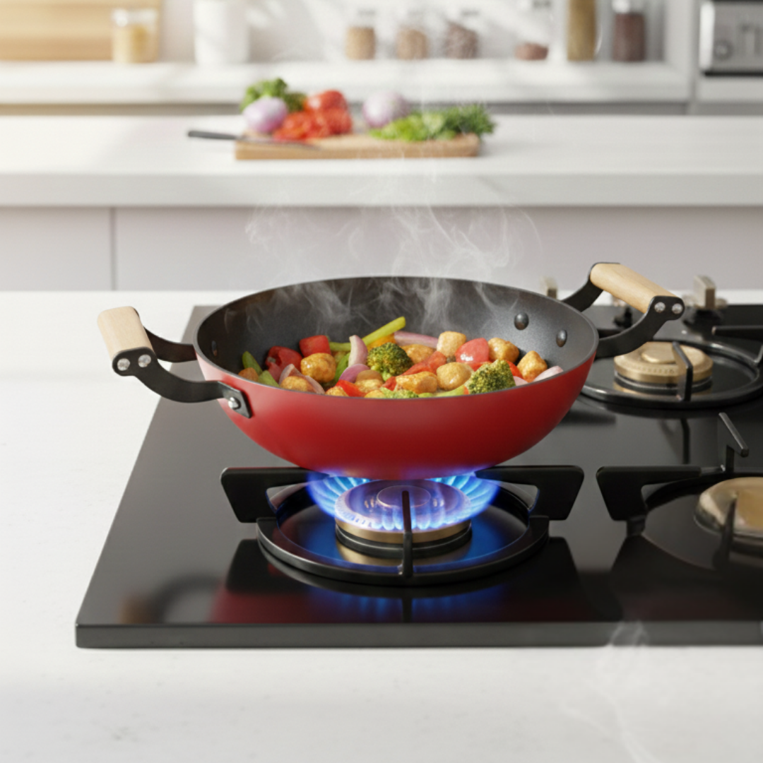 Prestige Castlite Kadai | Cast Iron with Glass Lid | Gas & Induction | Lightweight | 2.3L | 24cm