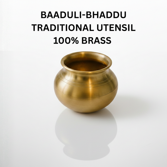 A simple yet traditional brass pot with a smooth matte finish and slightly flared neck