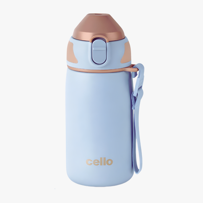 Cello Drinkee 400ml Kids Water Bottle Blue BPA Free Leak Proof with Soft Spout and Carry Strap