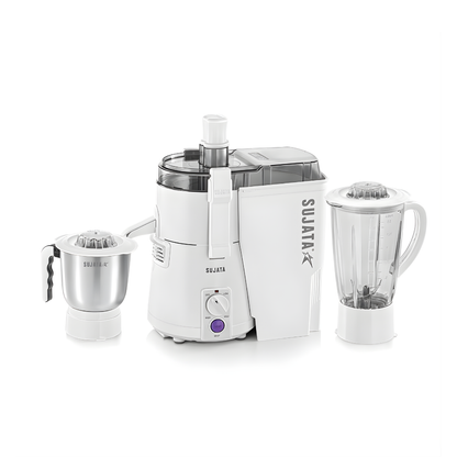 Sujata Powermatic Plus 900W Juicer Mixer Grinder with 2 Jars in White