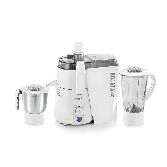 Sujata Powermatic Plus 900W Juicer Mixer Grinder with 2 Jars in White