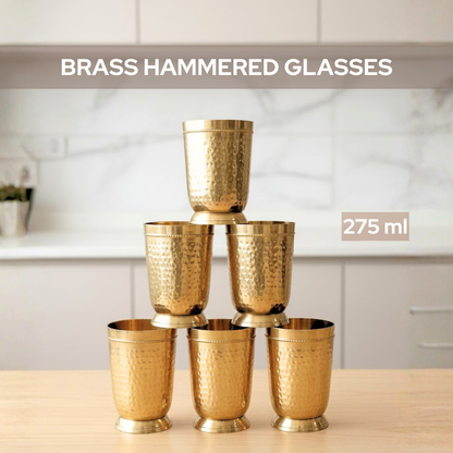 Brass/pital hammered glasses 6 set