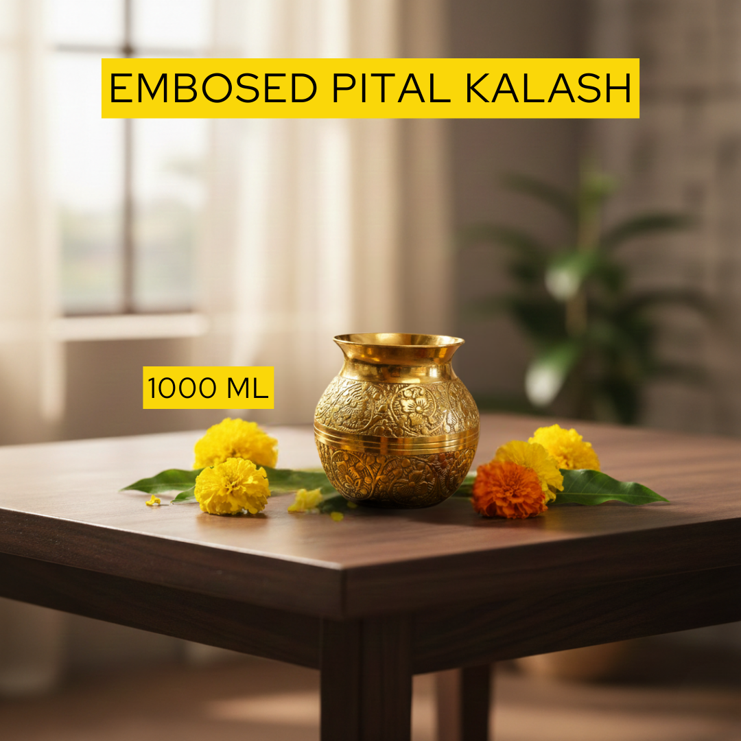Pure Brass Kalash 1000ml for Havan, Puja, and Gifting