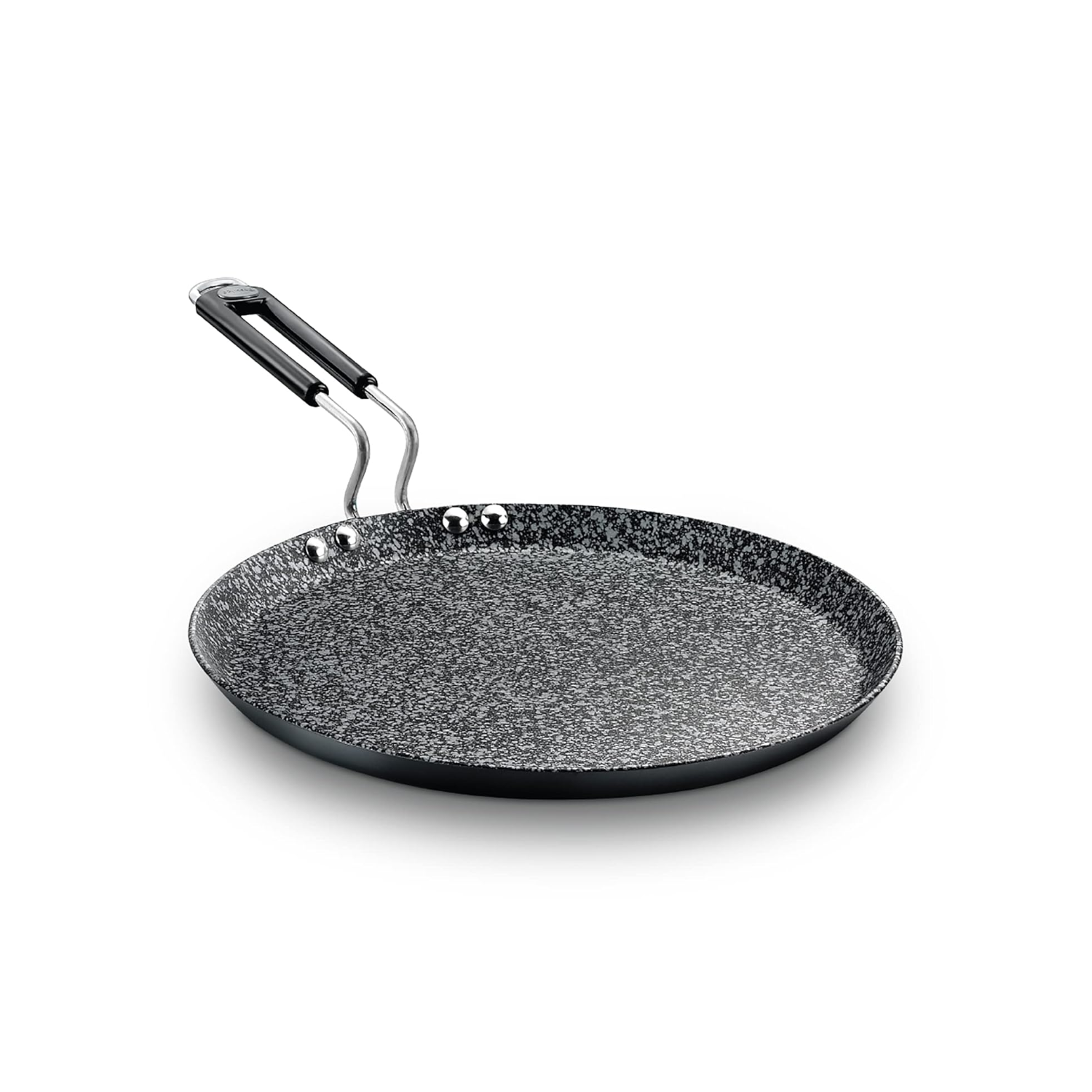 Prestige DuraStone 29 cm Hard-Anodised Non-Stick Omni Tawa with stainless steel cool-touch handle and stone-coated non-stick cooking surface.