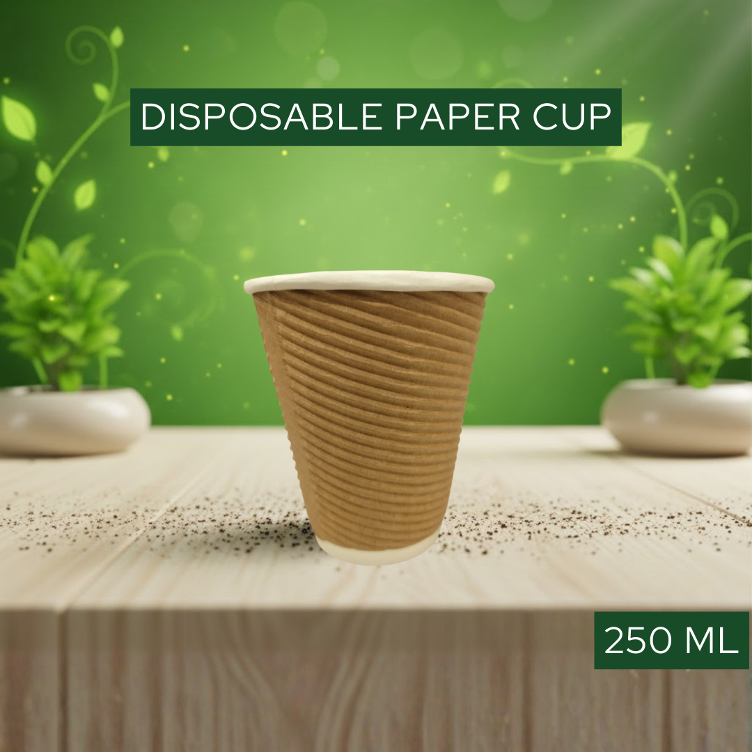 Brown disposables cups having ripple embeded lines