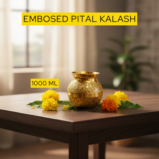 Pure Brass Kalash 800ml for Havan, Puja, and Gifting