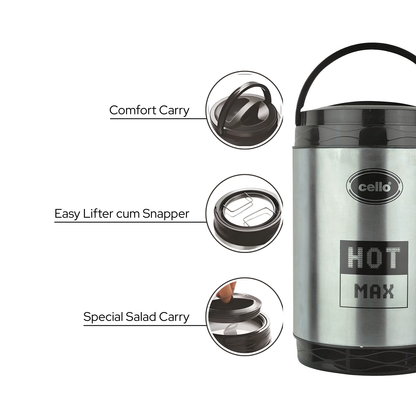 Cello Hot Max 1600ml Stainless Steel Lunch Box with 4 Containers