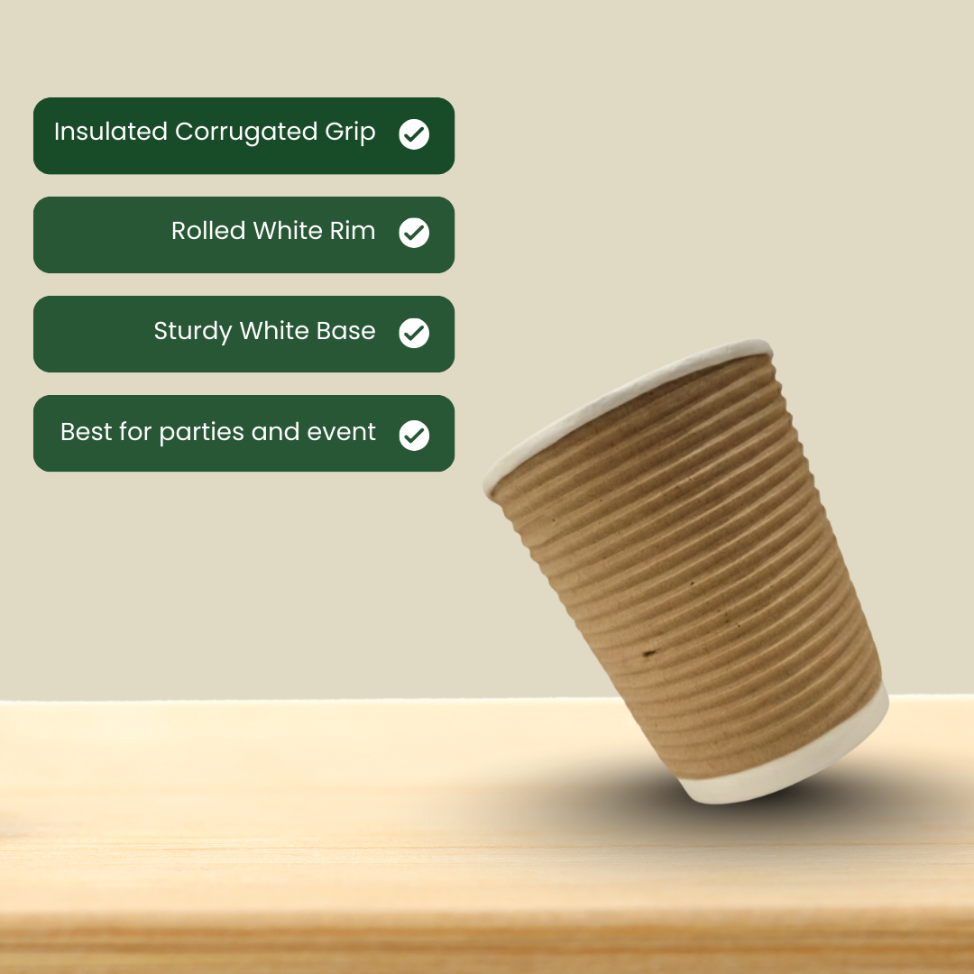 पर्यावरण अनुकूल रिपल पेपर कप | 25 का पैक | जन्मदिन पार्टियों, किटी पार्टी और घरेलू पार्टियों के लिए उपयुक्त | गर्मी प्रतिरोधी | ढक्कन के बिना 200 मिलीलीटर