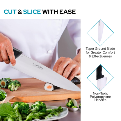 Cartini Classic Chef Knife – Stainless Steel Blade | Black Handle | Professional Kitchen Knife | Ideal for gifting