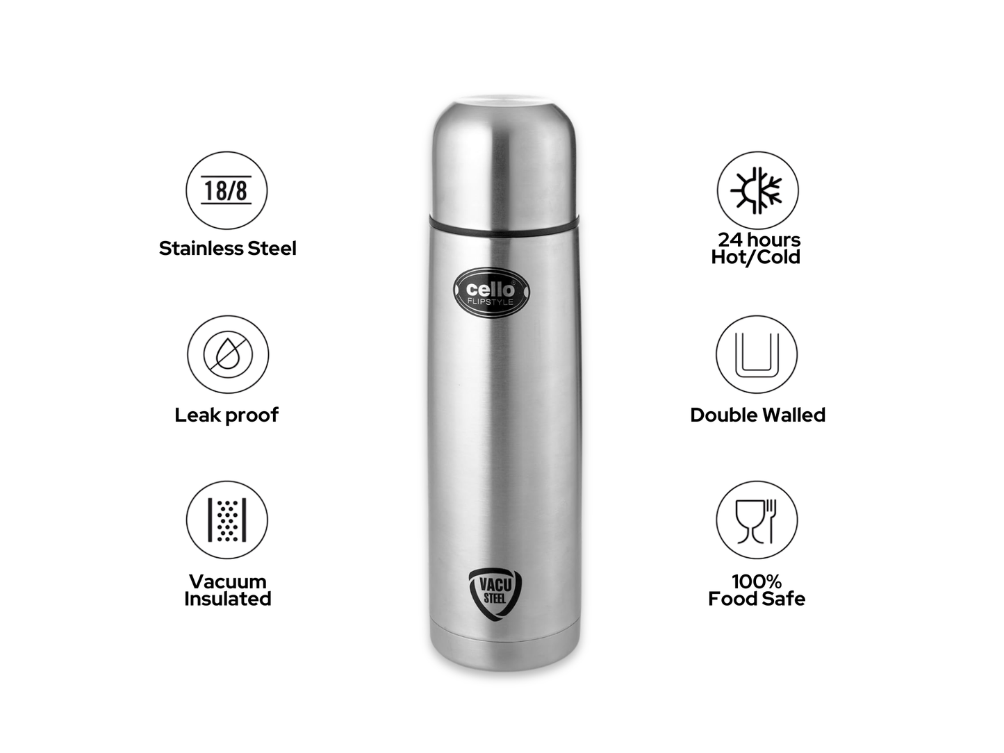 फ्लिप स्टाइल वैक्यूम इंसुलेटेड ढक्कन फ्लास्क बोतल कैरी केस के साथ