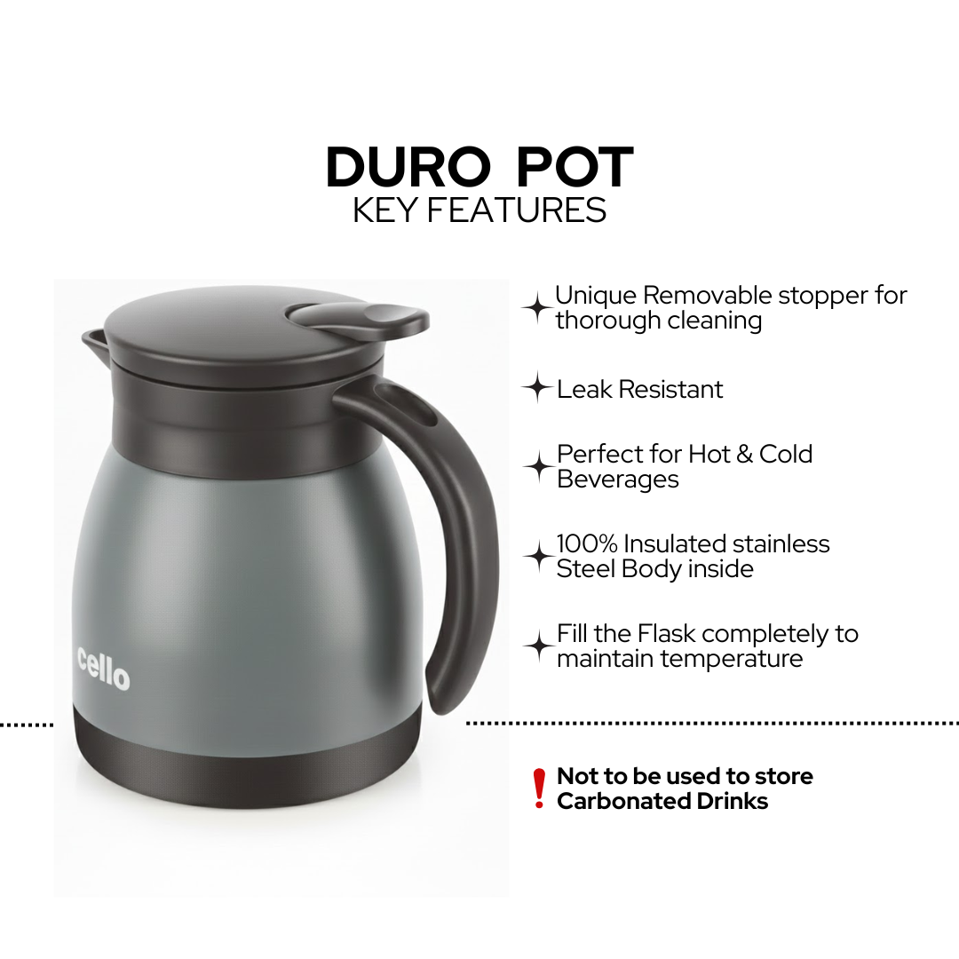 Cello Duro Coffee Style set| Premium Double-Wall Mugs & Carafe | 600 ml | 1 Carafe and 2 Mugs