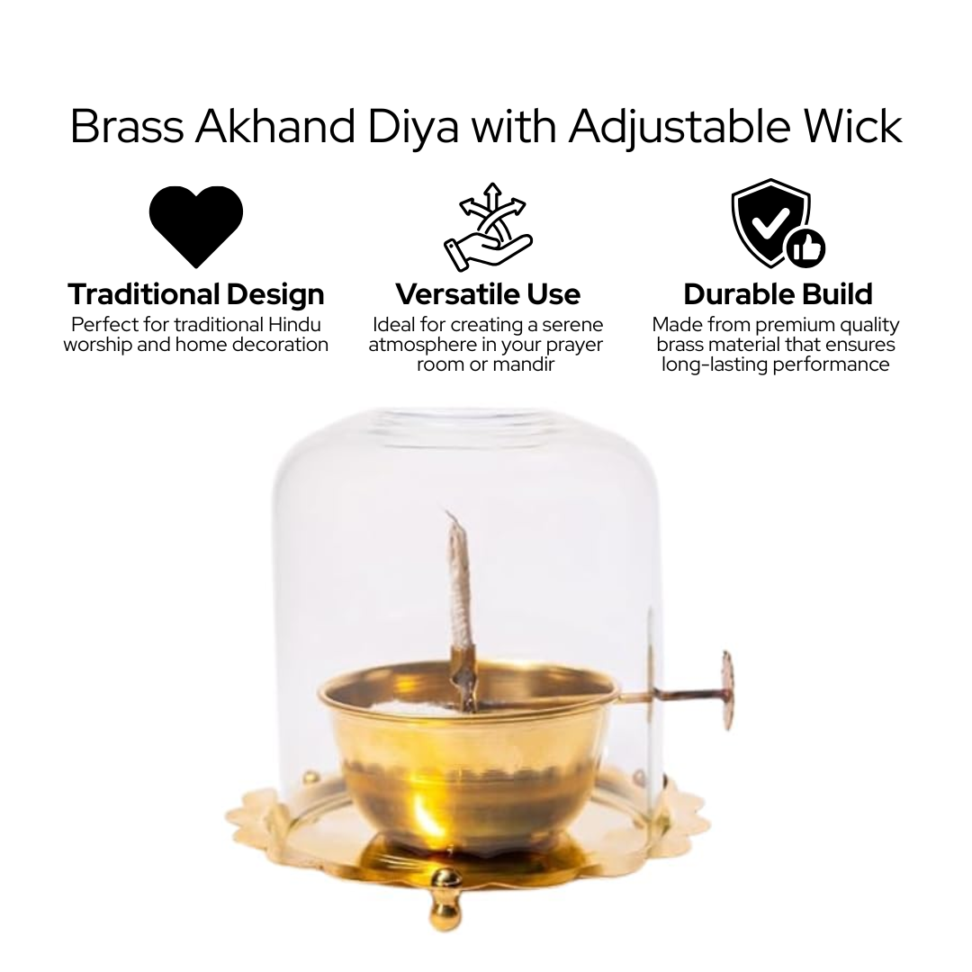 Brass traditional Akhand Jot Diya – Spiritual Brass Oil Lamp for Pooja