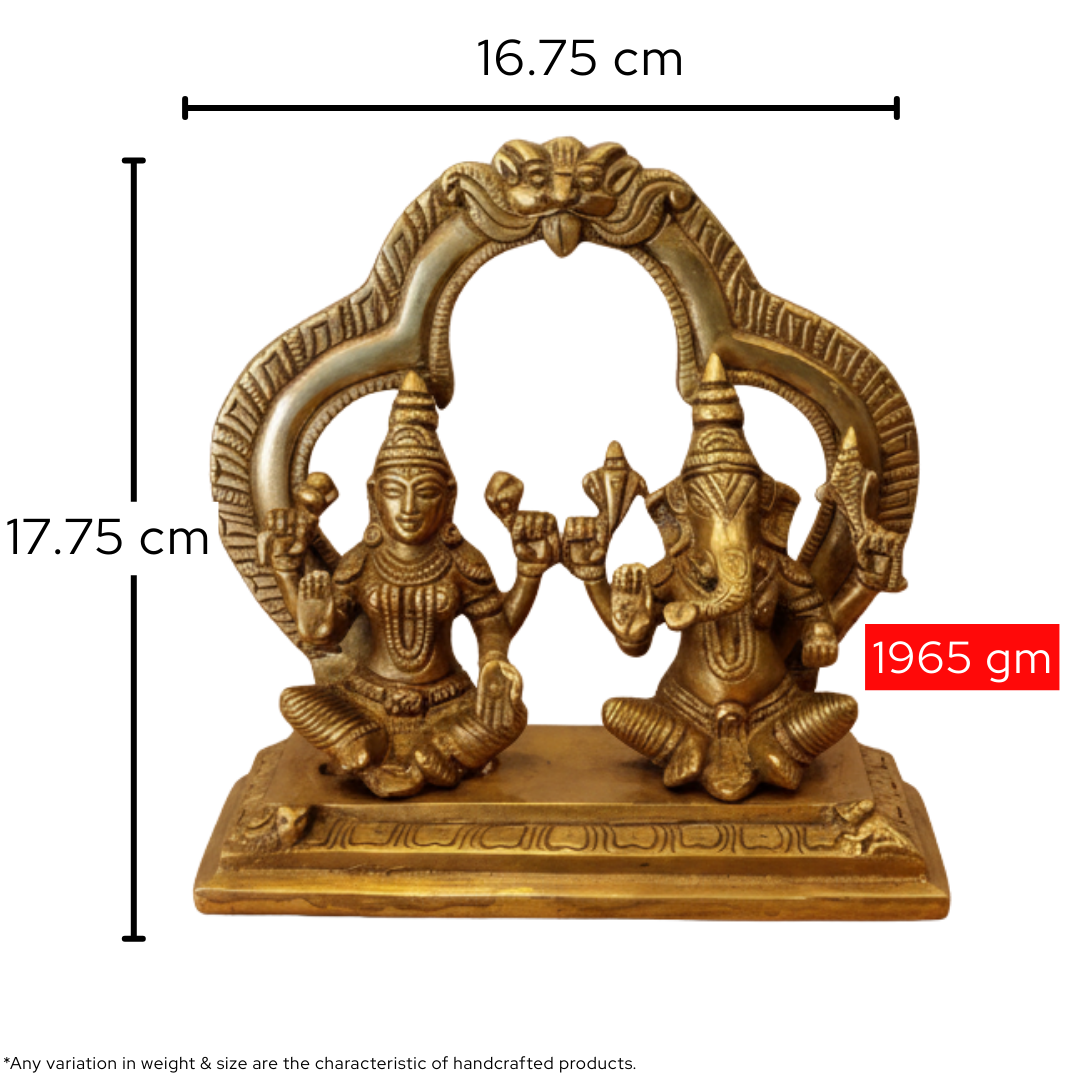 Lakshmi Ganesh Pital Murti | Invite Prosperity, Wisdom & Blessings | Ideal for Gifting | 1965 gm