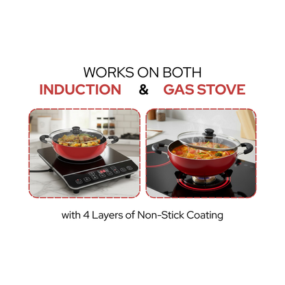 मिस्टर कुक पीएफओए-मुक्त नॉन-स्टिक कढ़ाई (गैस और इंडक्शन के लिए) | आसानी से साफ होने वाली | स्वस्थ खाना पकाने के लिए