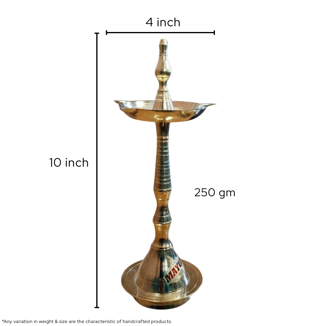 Traditional Brass Kerala  Panch Jyoti Diya | 250 gm | 10 Inch