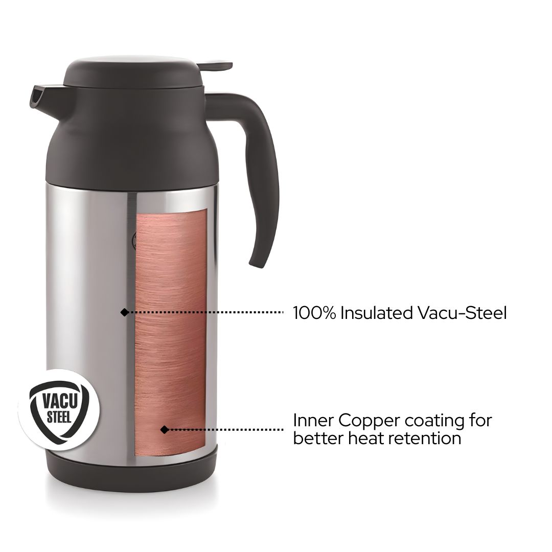 Armour Vacusteel Flask – Black Stainless Steel | Hot & Cold | 2000ml