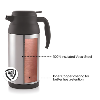 Armour Vacusteel Flask – Black Stainless Steel | Hot & Cold | 2000ml