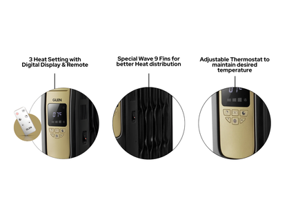 ग्लेन इलेक्ट्रिक ऑयल फिल्ड रेडिएटर | 9/11/13 फिन - HA7013DOR | डिजिटल रूम हीटर