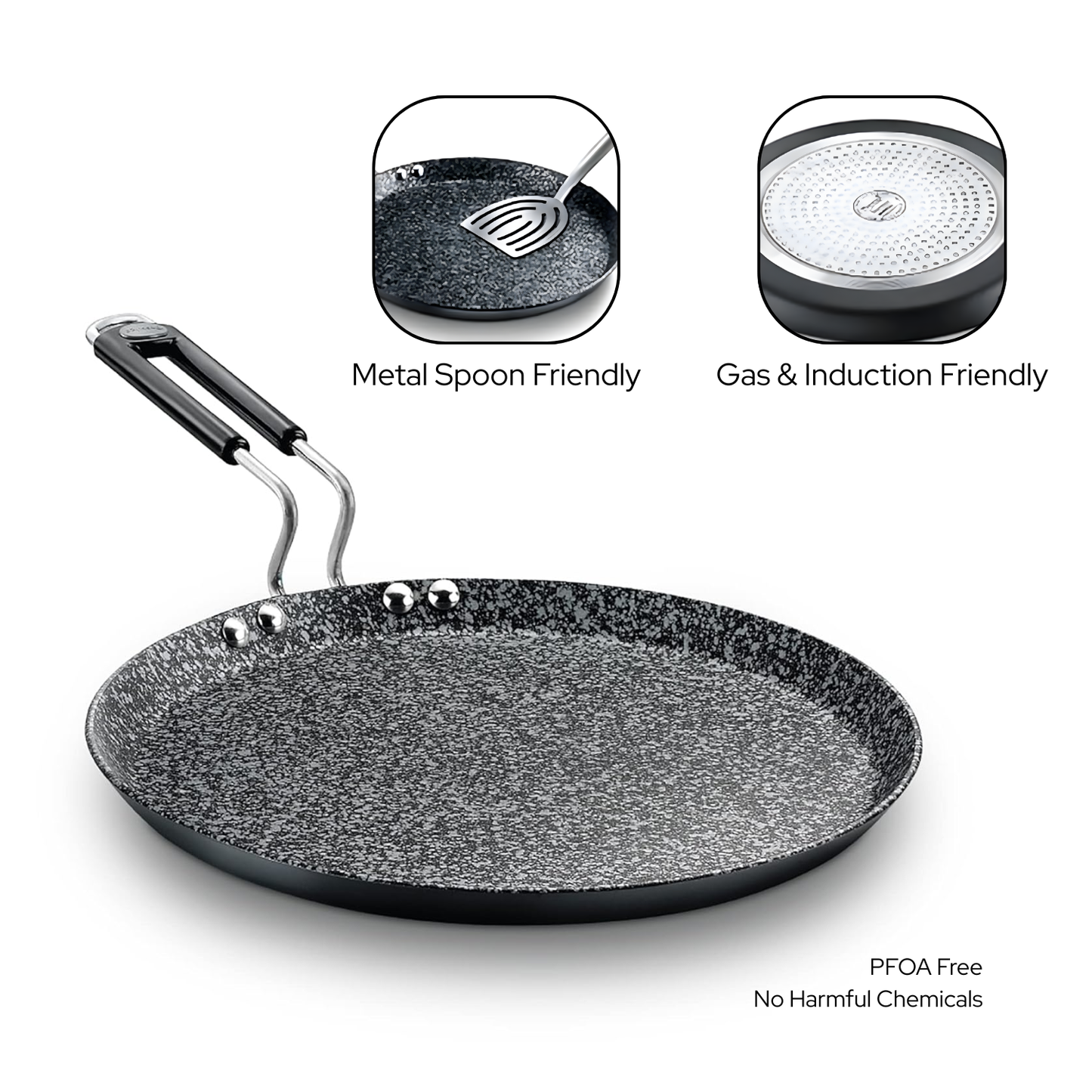 प्रेस्टीज तवा | हार्ड-एनोडाइज्ड नॉन-स्टिक | इंडक्शन और गैस दोनों के लिए उपयुक्त