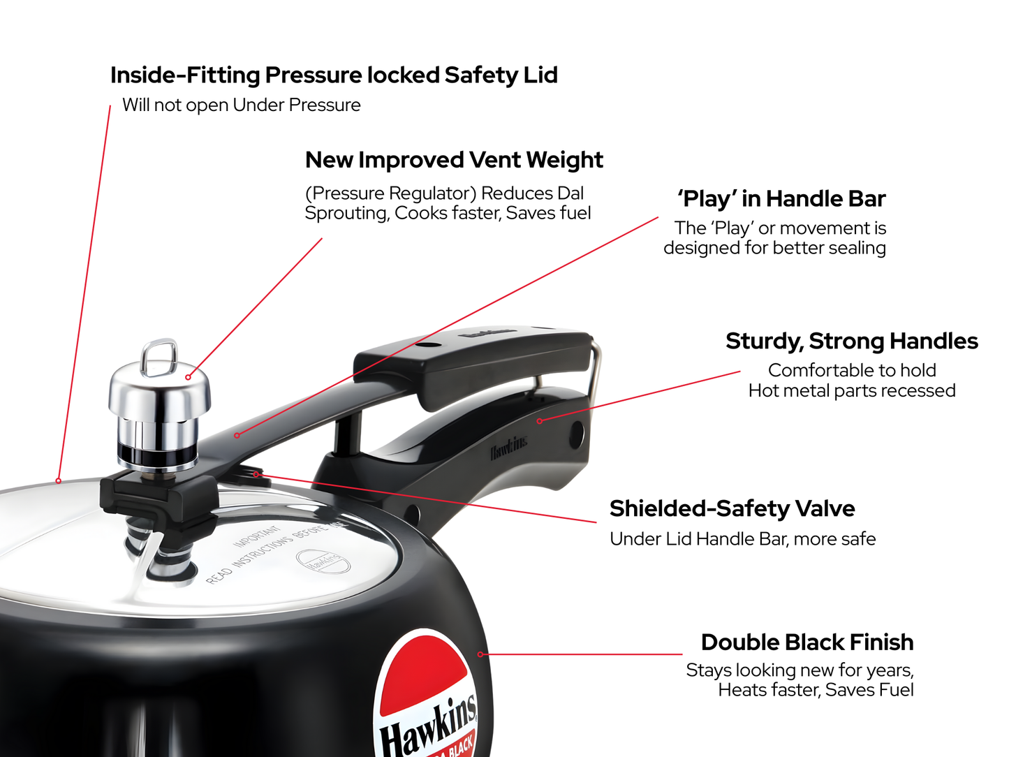 हॉकिन्स कंटूरा प्रेशर कुकर | काला | 2 लीटर