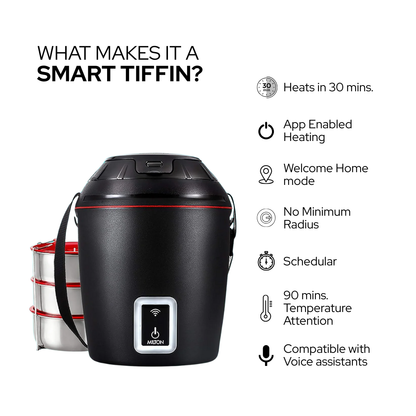 मिल्टन स्मार्ट इलेक्ट्रिक लंच बॉक्स | चलते-फिरते टिफिन को गर्म करने के लिए स्मार्टफोन ऐप का उपयोग करें | 3 यूनिट (प्रत्येक 300 मिलीलीटर)
