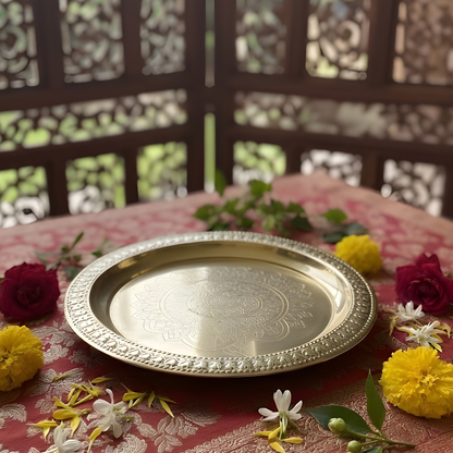 Premium Pital dinner set | 6 Pcs | 1 Thali, 2 Katori, 1 halwa pate, 1 spoon and 1 Glass