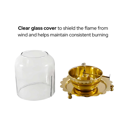 Brass traditional Akhand Jot Diya – Spiritual Brass Oil Lamp for Pooja