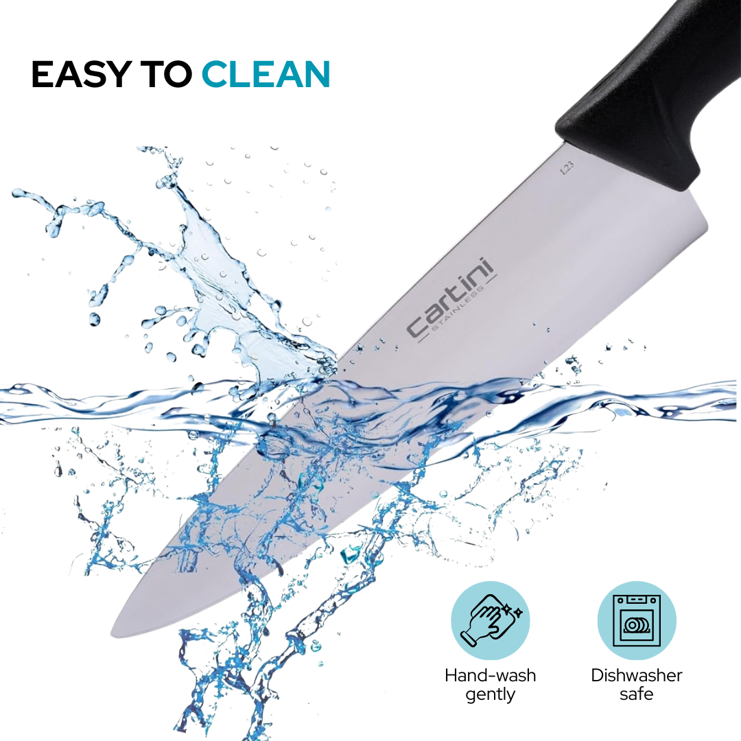 Cartini Classic Chef Knife – Stainless Steel Blade | Black Handle | Professional Kitchen Knife | Ideal for gifting