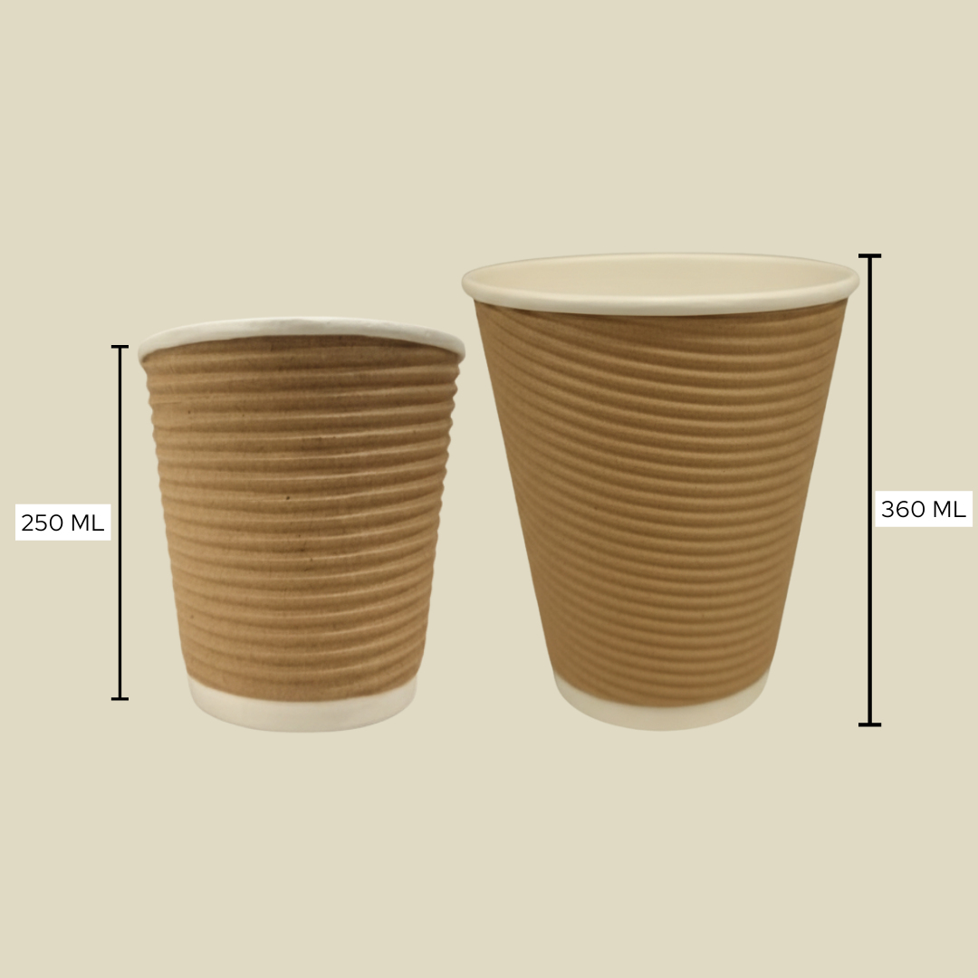 Eco friendly Ripple Paper cups | Pack of 25 | Use for Birthday parties, kitties, home parties | Heat resistant | 360ml without Lid