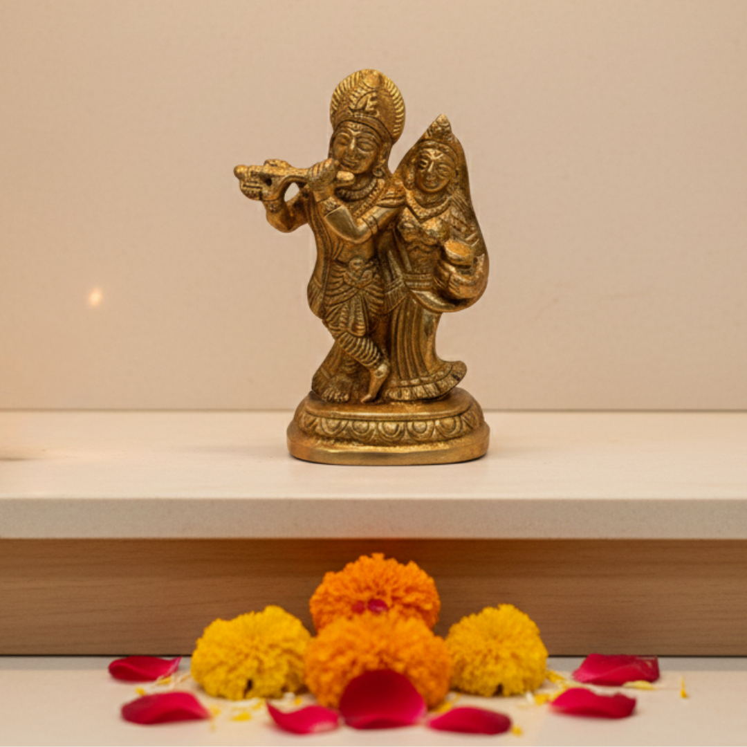 राधा कृष्ण पिताल मूर्ति | घर में दिव्य प्रेम और सद्भाव का प्रतीक | 250 ग्राम