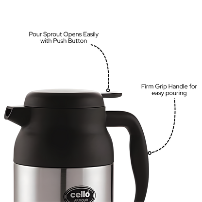 Armour Vacusteel Flask – Black Stainless Steel | Hot & Cold | 2000ml