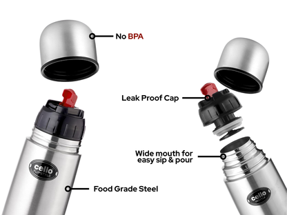 फ्लिप स्टाइल वैक्यूम इंसुलेटेड ढक्कन फ्लास्क बोतल कैरी केस के साथ