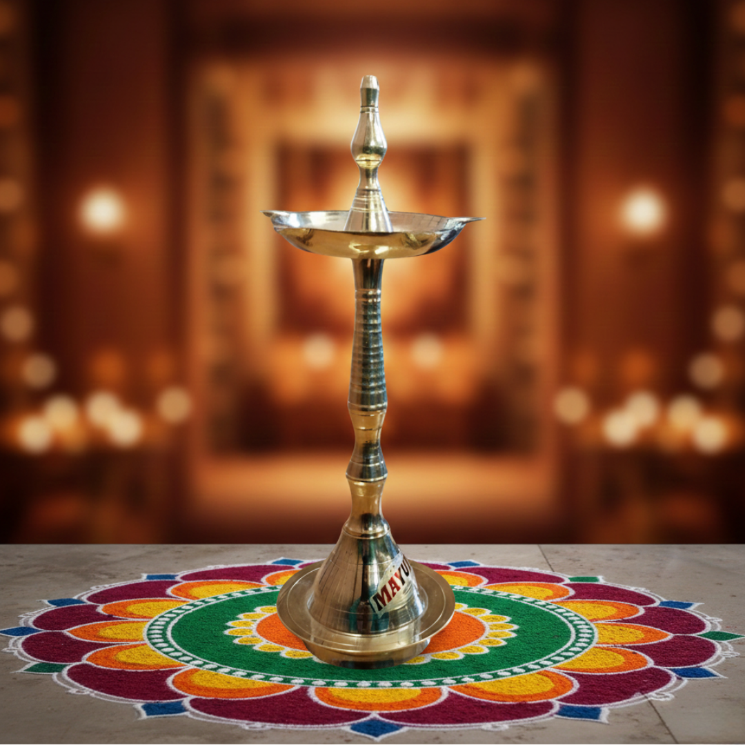 Traditional Brass Kerala  Panch Jyoti Diya | 250 gm | 10 Inch