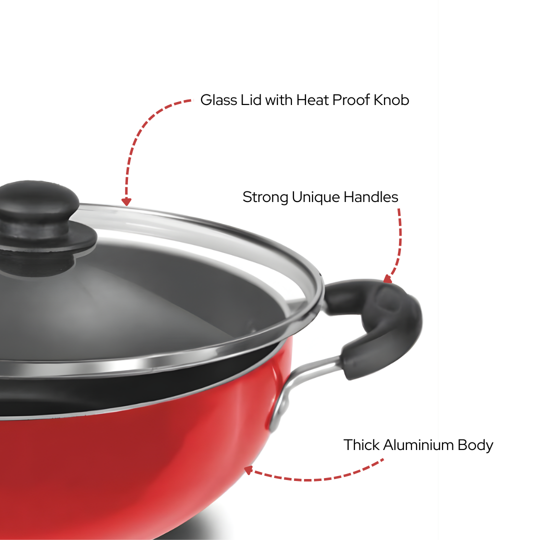 मिस्टर कुक पीएफओए-मुक्त नॉन-स्टिक कढ़ाई (गैस और इंडक्शन के लिए) | आसानी से साफ होने वाली | स्वस्थ खाना पकाने के लिए