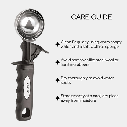 Rena Ice Cream Scoop | Stainless Steel | Comfortable Handle | Easy to Swing Lever | Durable & Easy to Use | 21 Cm