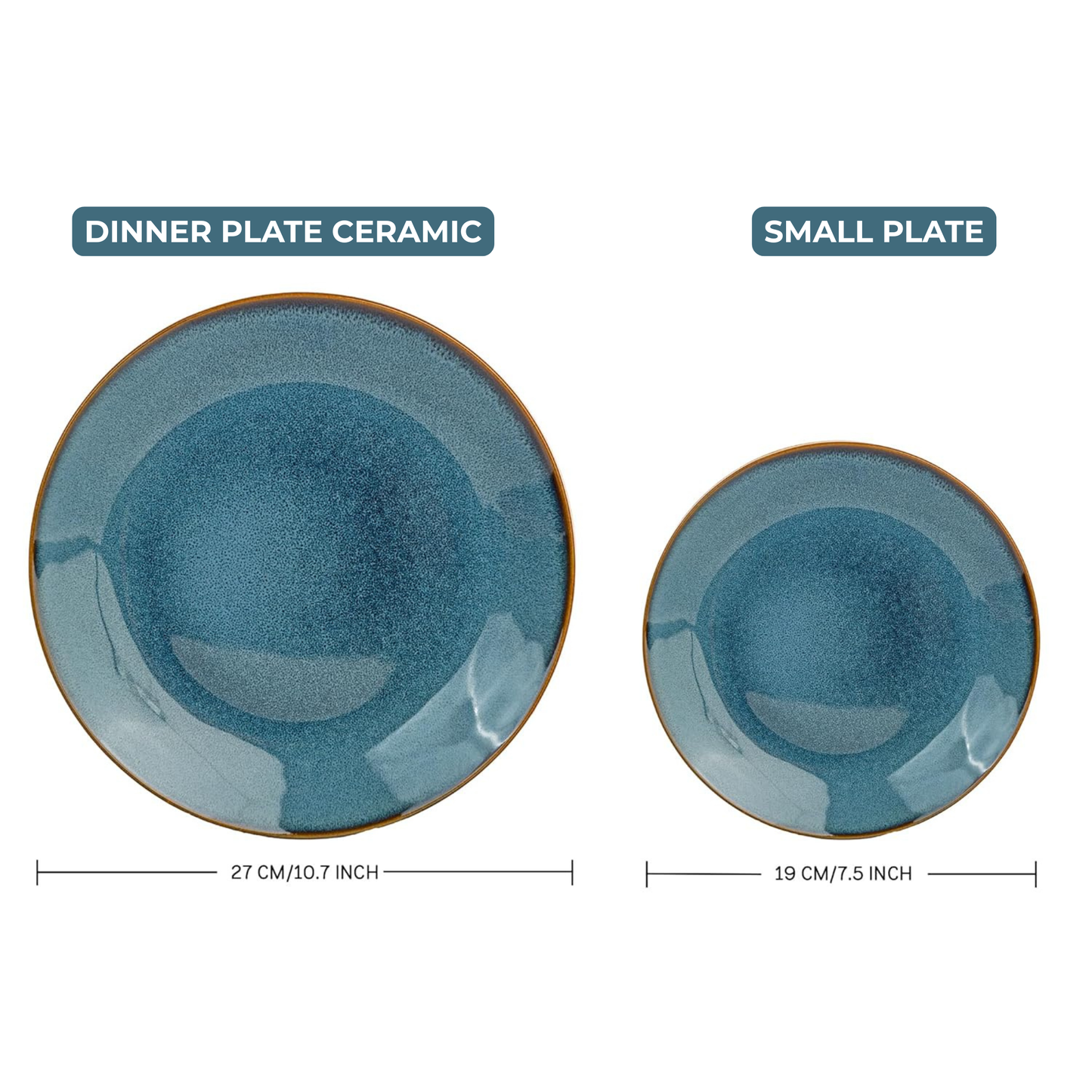 Handcrafted Stoneware Ceramic Dinner Set, 18 Pieces Serving for 6, Microwave and Dishwasher Safe, Bone-ash Free, Crockery Set for Dining and Gifting, Greenish Blue