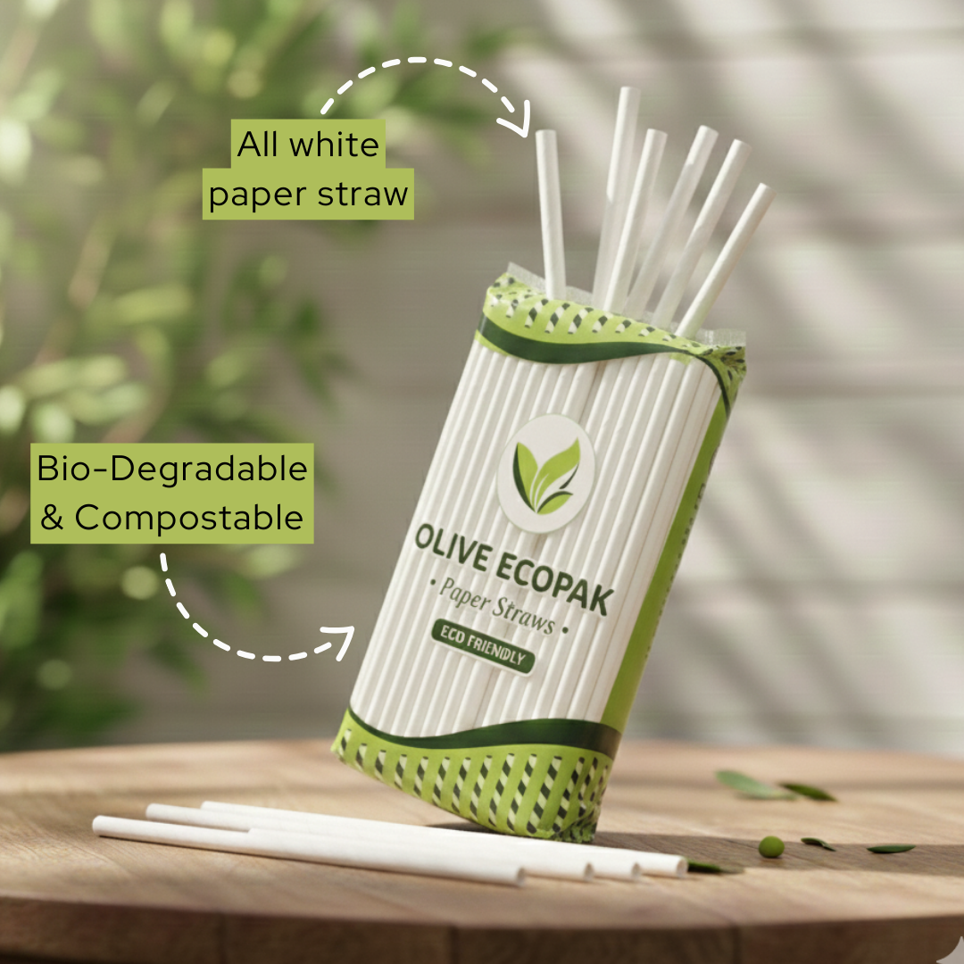 ऑलिव इकोपैक पर्यावरण अनुकूल पेपर स्ट्रॉ