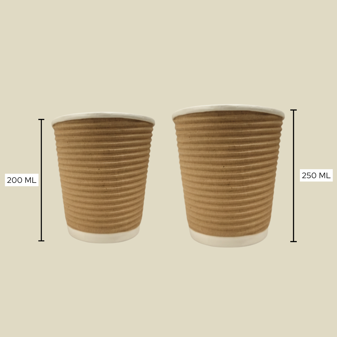 Eco friendly Ripple Paper cups | Pack of 25 | Use for Birthday parties, kitties, home parties | Heat resistant | 250ml without Lid