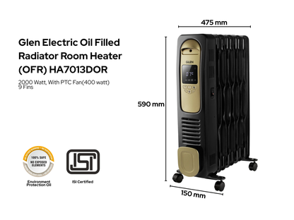 ग्लेन इलेक्ट्रिक ऑयल फिल्ड रेडिएटर | 9/11/13 फिन - HA7013DOR | डिजिटल रूम हीटर