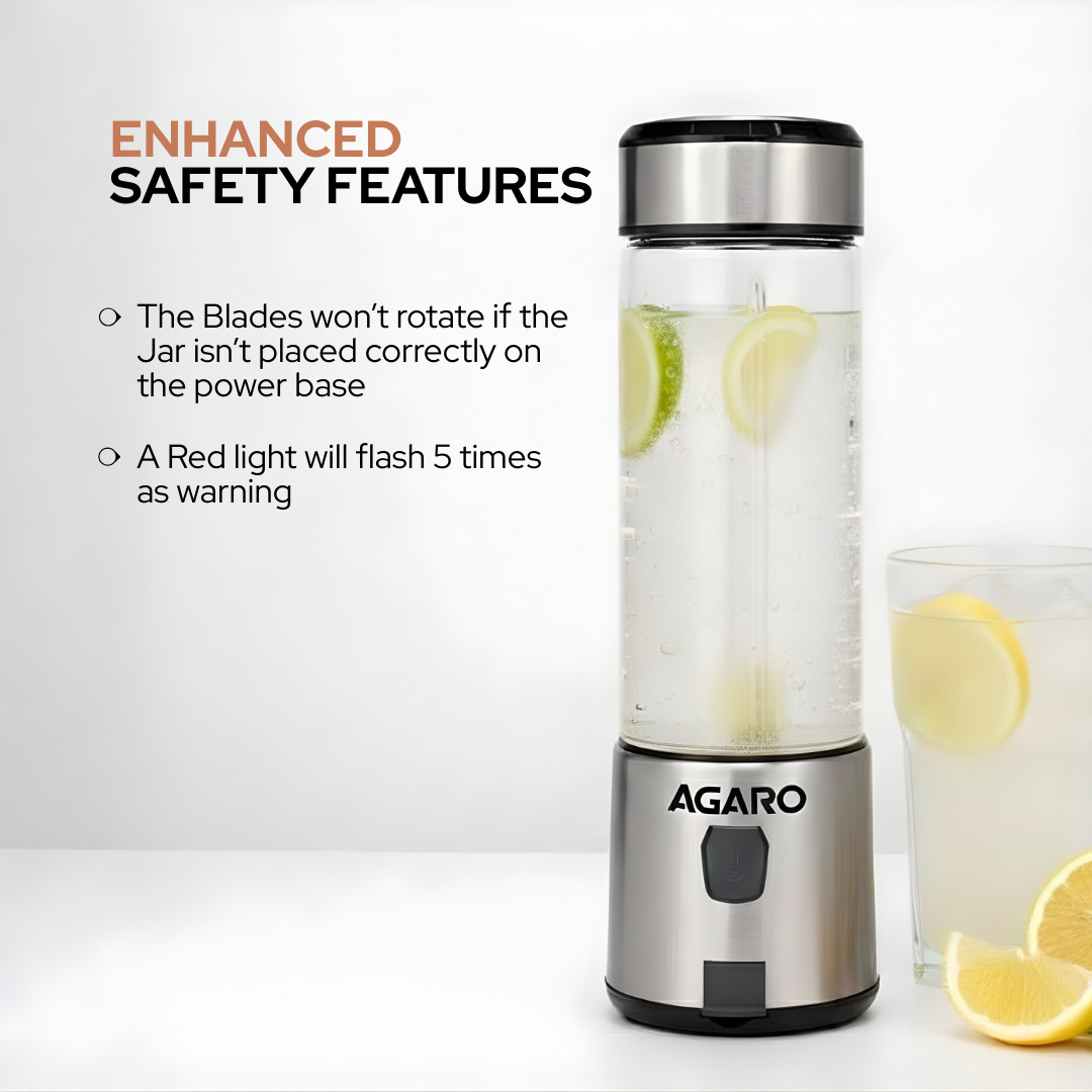 AGARO Portable Blender 450ml | Rechargeable Smoothie & Juice Maker | 3000mAh | 126W