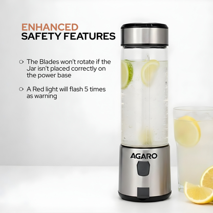 AGARO Portable Blender 450ml | Rechargeable Smoothie & Juice Maker | 3000mAh | 126W