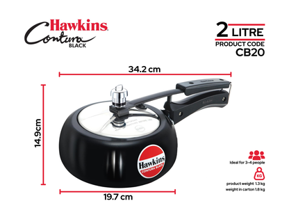 हॉकिन्स कंटूरा प्रेशर कुकर | काला | 2 लीटर