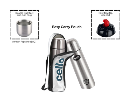 फ्लिप स्टाइल वैक्यूम इंसुलेटेड ढक्कन फ्लास्क बोतल कैरी केस के साथ