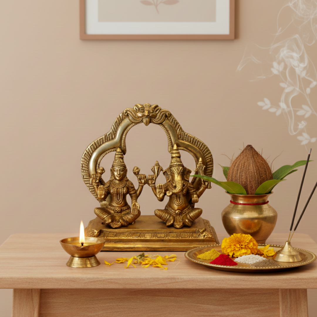 Lakshmi Ganesh Pital Murti | Invite Prosperity, Wisdom & Blessings | Ideal for Gifting | 1965 gm