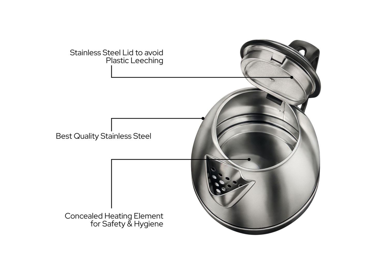 प्रेस्टीज 1.5 लीटर | स्टेनलेस स्टील इलेक्ट्रिक केतली | स्वचालित कट-ऑफ और सिंगल-टच ढक्कन लॉकिंग