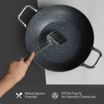 ड्यूरास्टोन नॉन-स्टिक कढ़ाई | कांच के ढक्कन के साथ, 28 सेमी | गैस और इंडक्शन पर उपयोग | 4.23 लीटर