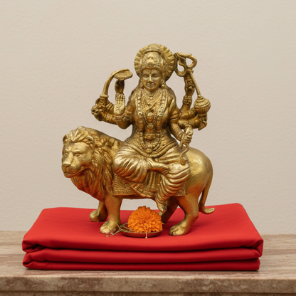 पारंपरिक दुर्गा माता की पीतल की मूर्ति | घर में पूजा और त्योहारों के लिए आदर्श | 80 ग्राम