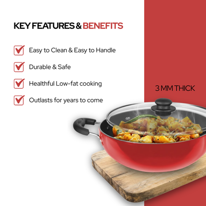 मिस्टर कुक पीएफओए-मुक्त नॉन-स्टिक कढ़ाई (गैस और इंडक्शन के लिए) | आसानी से साफ होने वाली | स्वस्थ खाना पकाने के लिए