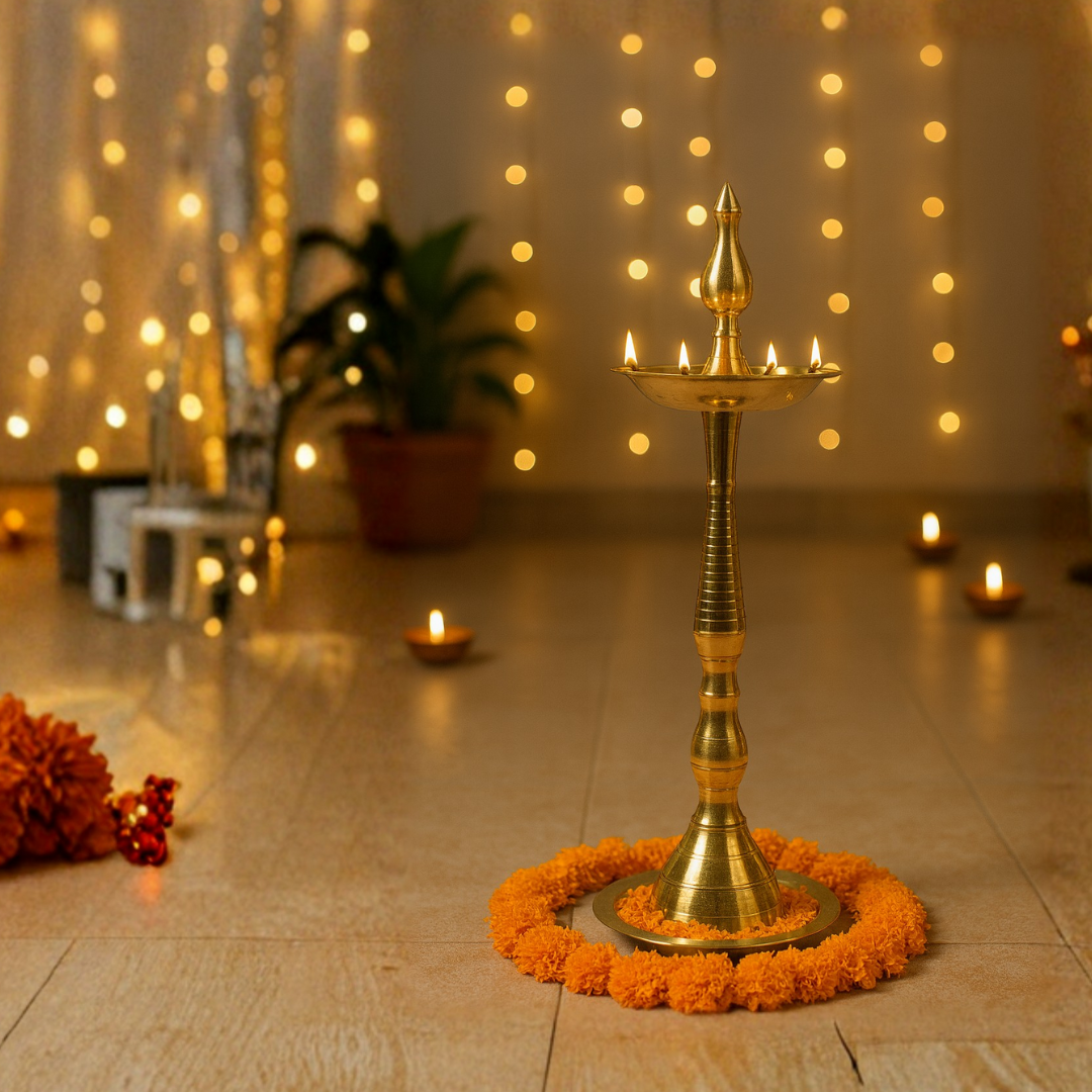 Authentic Brass Kerala Nilavelaku oil lamp | Single